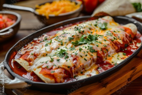 Wallpaper Mural Enchiladas: A dish of enchiladas covered in red sauce and melted cheese Torontodigital.ca