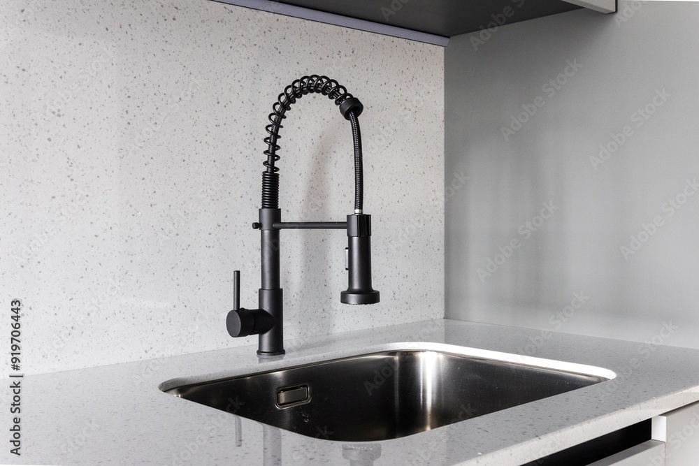 kitchen faucet on a stylish metal sink kitchen faucet on a stylish metal sink