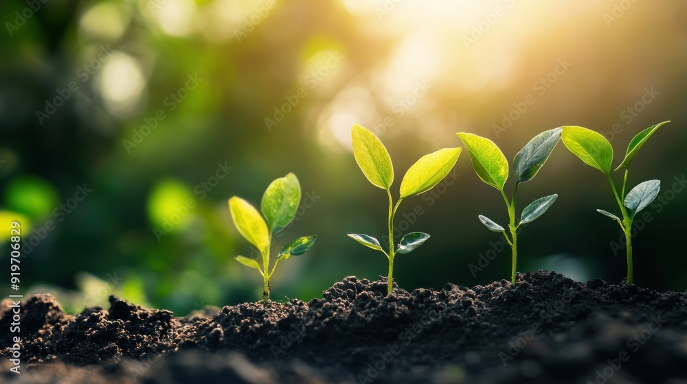 Four Saplings Growing in the Sun Four Saplings Growing in the Sun