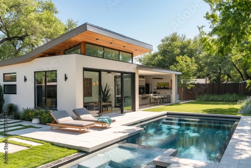 Wallpaper Mural Small modern design home with backyard pool Torontodigital.ca