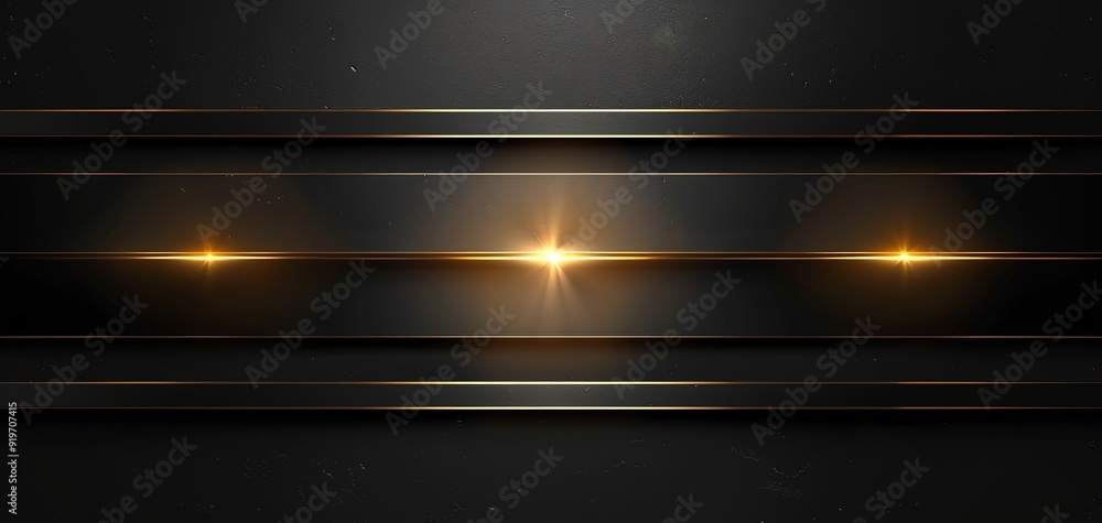Abstract black background with gold stripes and lights. Abstract black background with gold stripes and lights.
