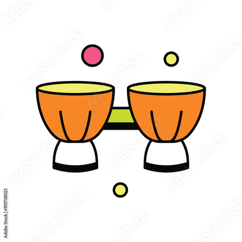 bongos color line icon with white background vector stock illustration