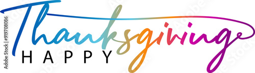 gradient color Happy Thanksgiving lettering background, card. Vector