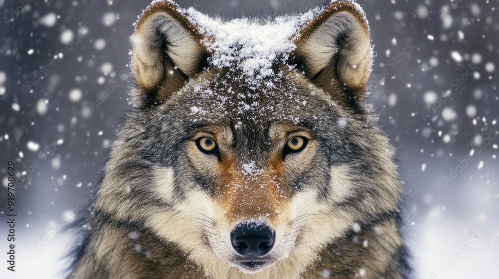 Predatory Dog The gray wolf looking or latin name canis lupus is a large predatory ...