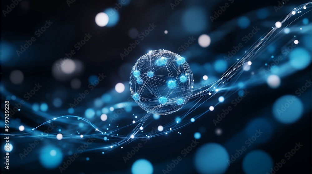 Silver futuristic electrons moving in a quantum field. Silver futuristic electrons moving in a quantum field.