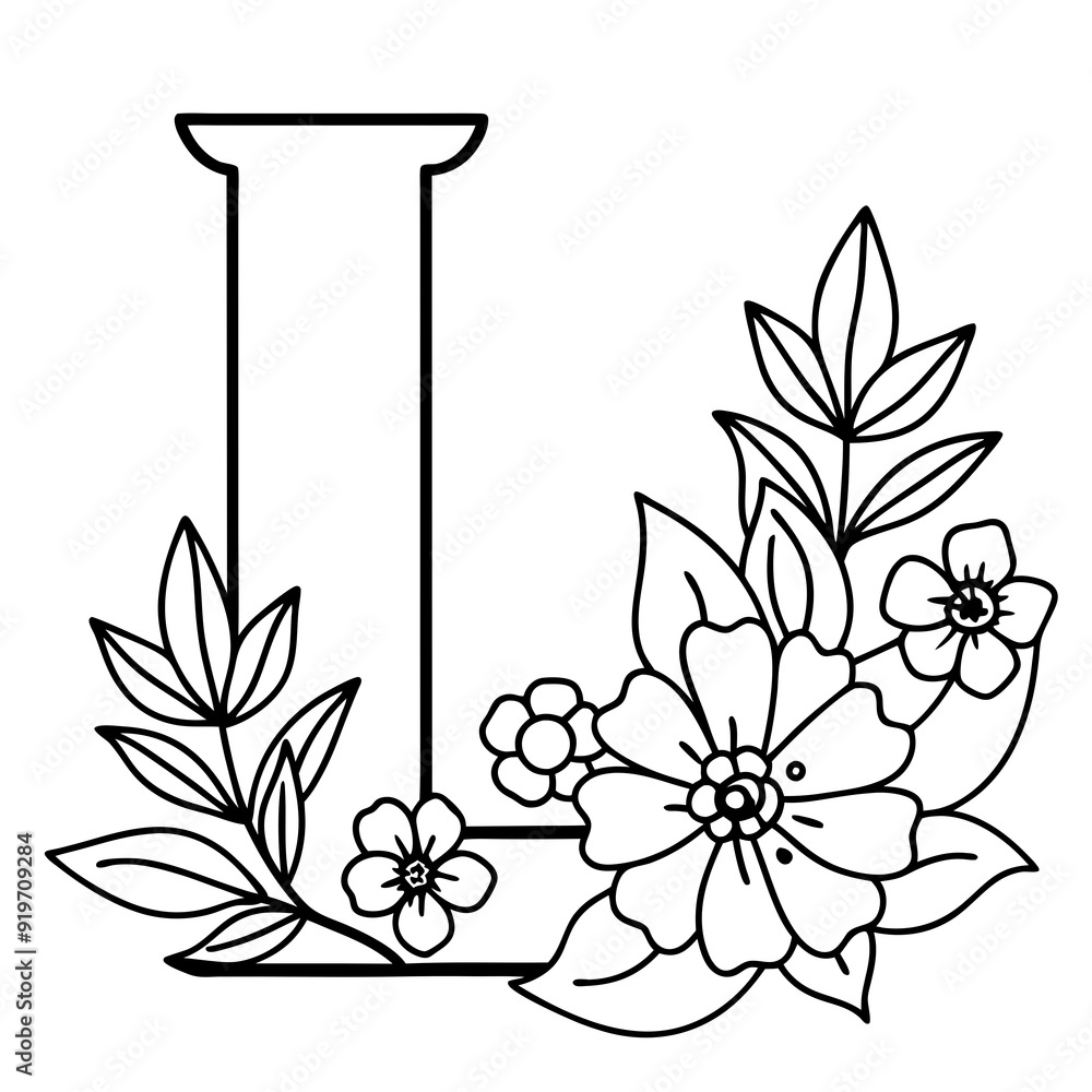 Floral alphabet svg, split monogram svg, flower alphabet svg, floral