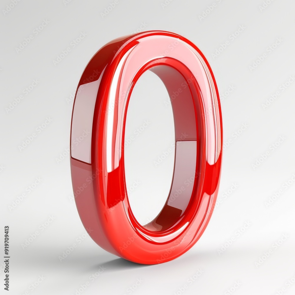 This shiny 3D representation of the number zero features a vibrant red hue and a smooth, reflective surface, making it ideal for modern design projects that are striking and memorable This shiny 3D representation of the number zero features a vibrant red hue and a smooth, reflective surface, making it ideal for modern design projects that are striking and memorable