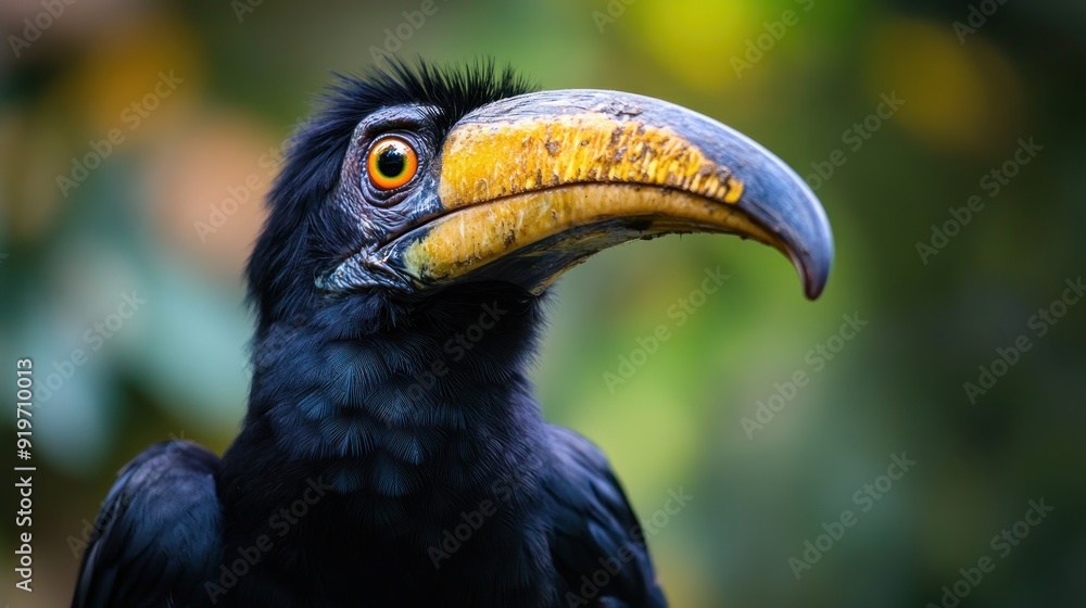 Portrait close up of a beautiful hornbill bird or the Latin name anthracoceros albirostris with a large and long beak background wallpaper AI generated image Portrait close up of a beautiful hornbill bird or the Latin name anthracoceros albirostris with a large and long beak background wallpaper AI generated image