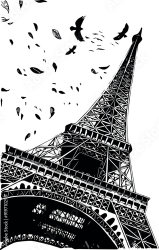 eiffel tower hand drawn vector illustration