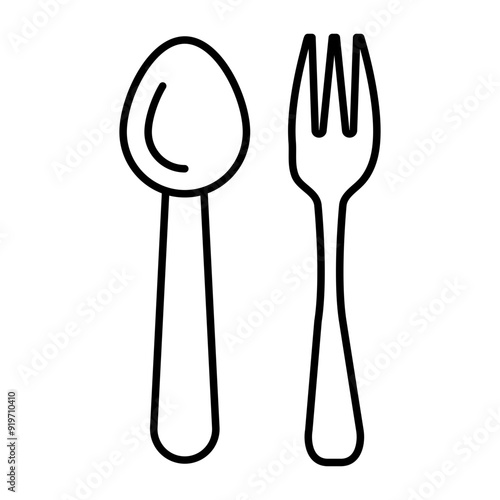 Cutlery Vector Line Icon Design