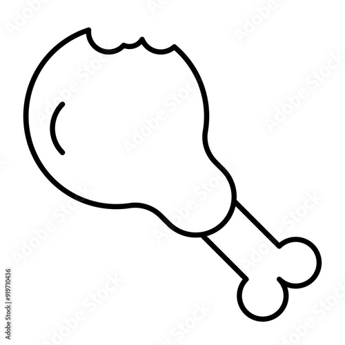 Chicken Leg Vector Line Icon Design