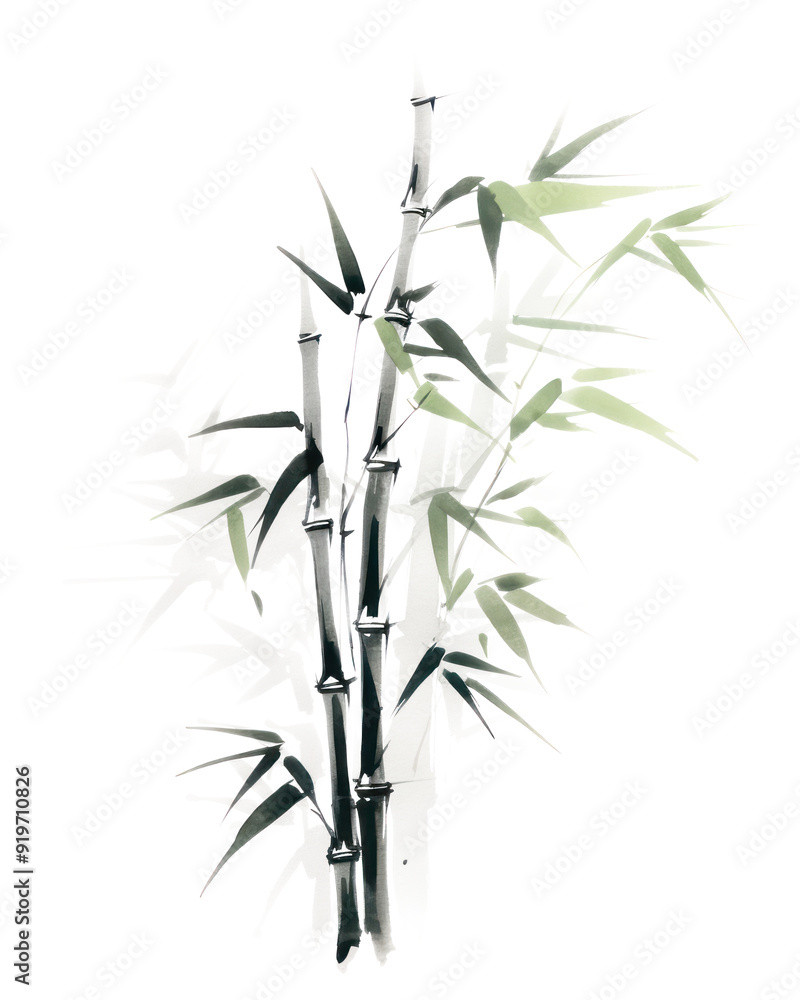 Obraz premium PNG Bamboo plant white background branch.