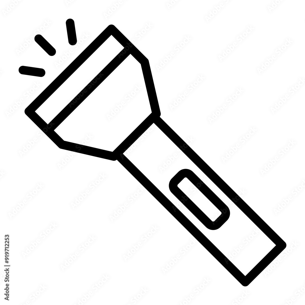 Flashlight Vector Line Icon Design Flashlight Vector Line Icon Design