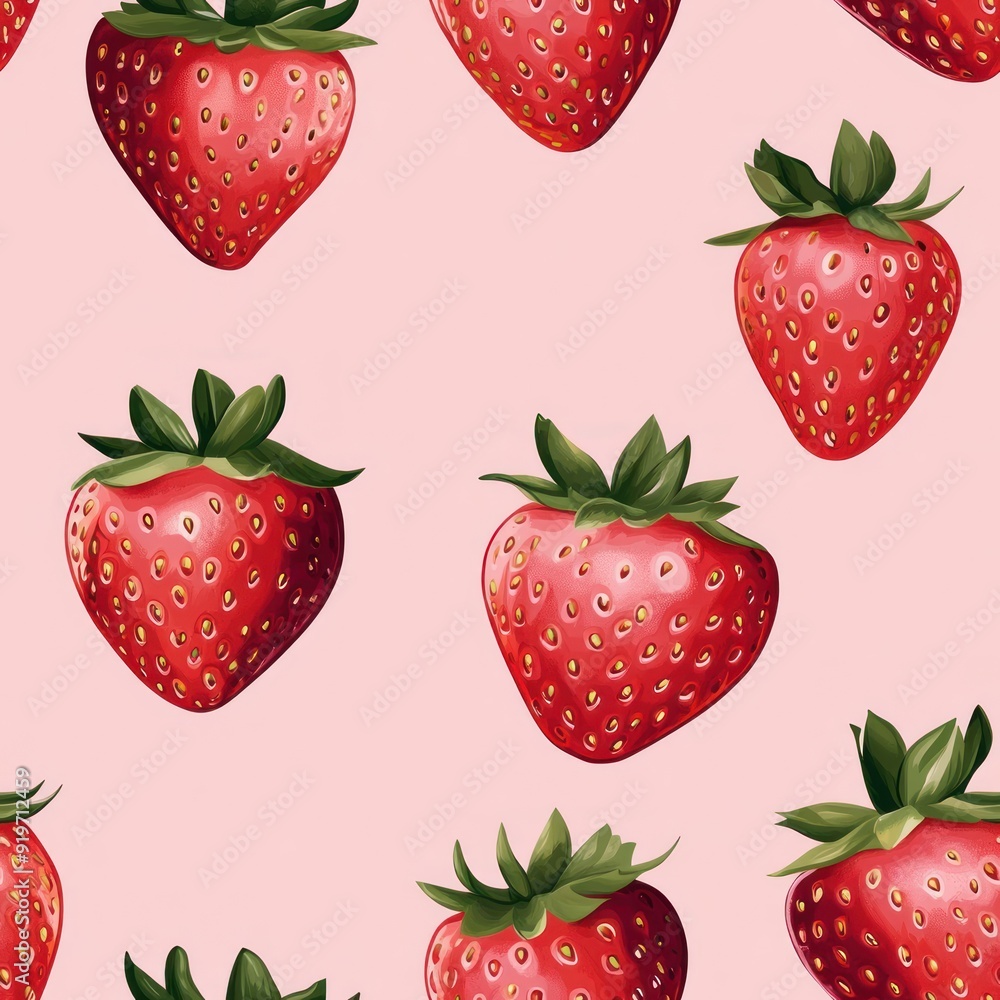 Seamless pattern with juicy red strawberries with green leaves on a pink background. Seamless pattern with juicy red strawberries with green leaves on a pink background.