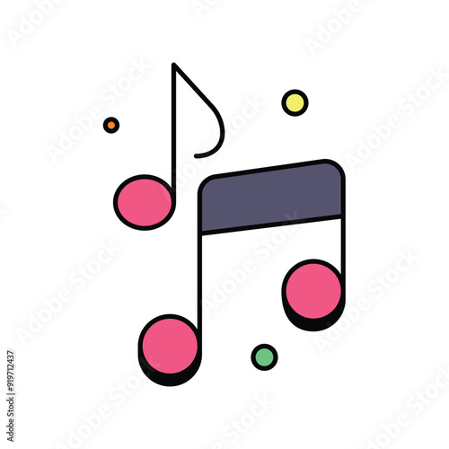 music note color line icon with white background vector stock illustration