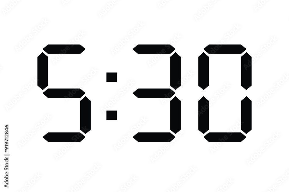 clock 5 30 illustration. Five thirty digital clock black color clock 5 30 illustration. Five thirty digital clock black color