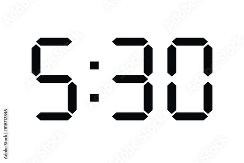 clock 5 30 illustration. Five thirty digital clock black color