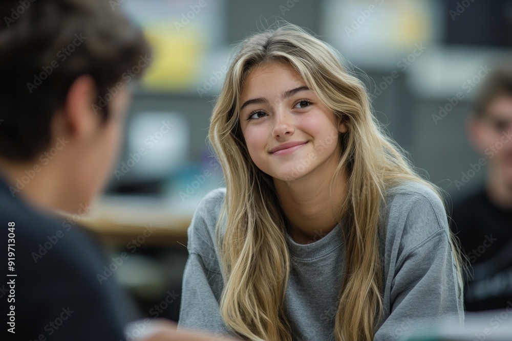 High school student asking a question to the teacher, Generative AI High school student asking a question to the teacher, Generative AI