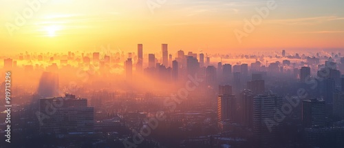  City skyline with morning haze