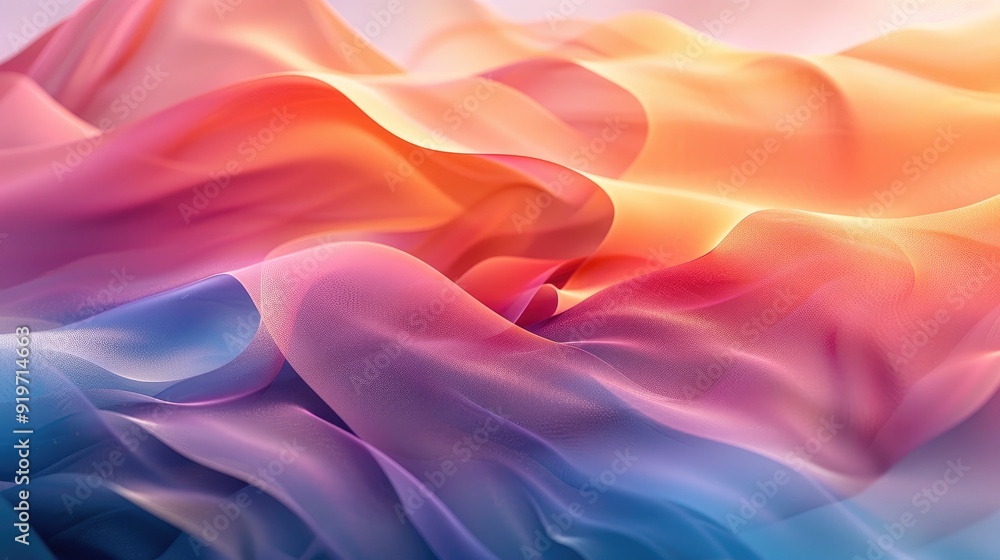 Abstract colorful flowing fabric in vibrant hues of blue, pink, orange, and yellow. Abstract colorful flowing fabric in vibrant hues of blue, pink, orange, and yellow.