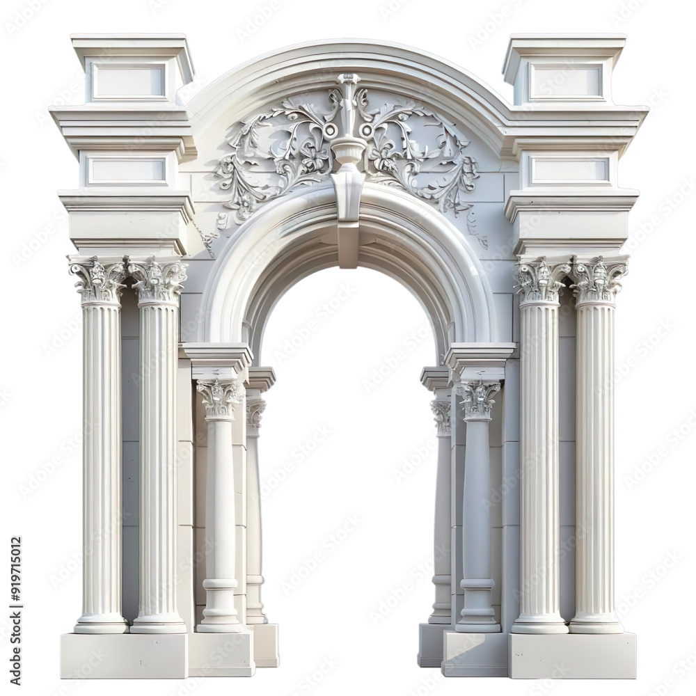 Fototapeta premium Architectural Arch 3D illustration Isolated on transparent background.