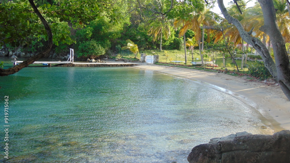 Naklejka premium Une petite plage et la mer turquoise