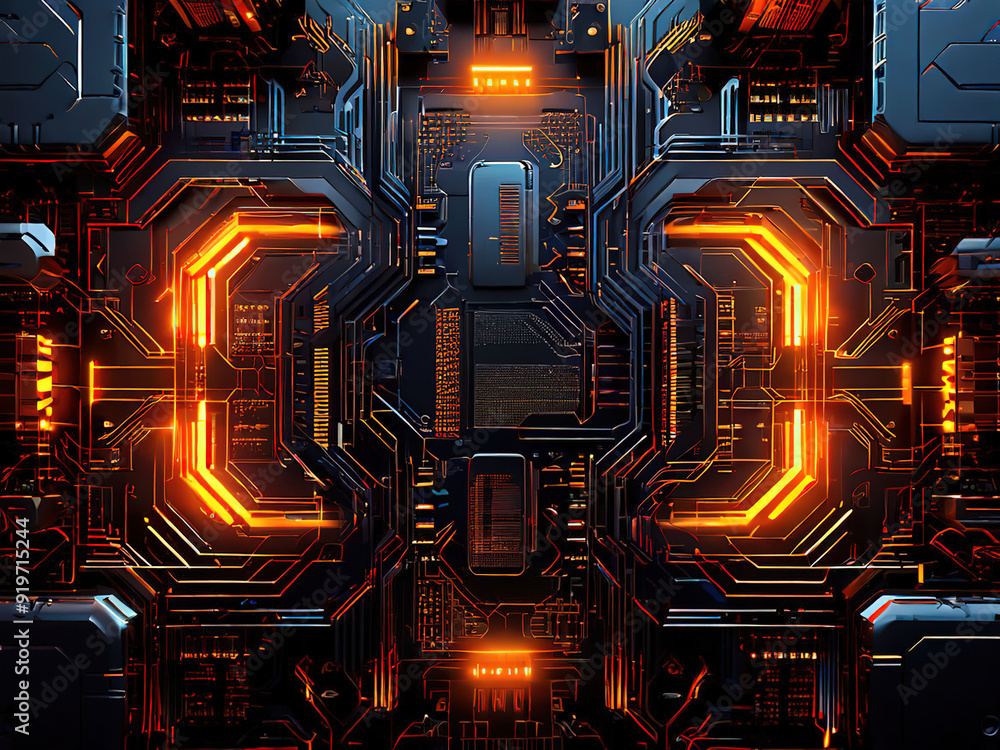 Futuristic abstract background with glowing circuits and lines. Futuristic abstract background with glowing circuits and lines.
