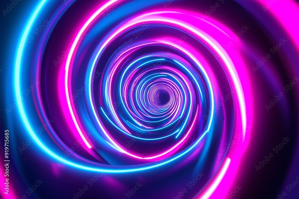 A neon colored spiral with a purple and blue hue A neon colored spiral with a purple and blue hue