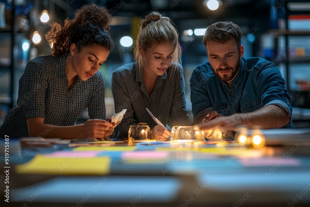 Fototapeta premium Productive business meeting: Creative collaboration and idea generation, Generative AI