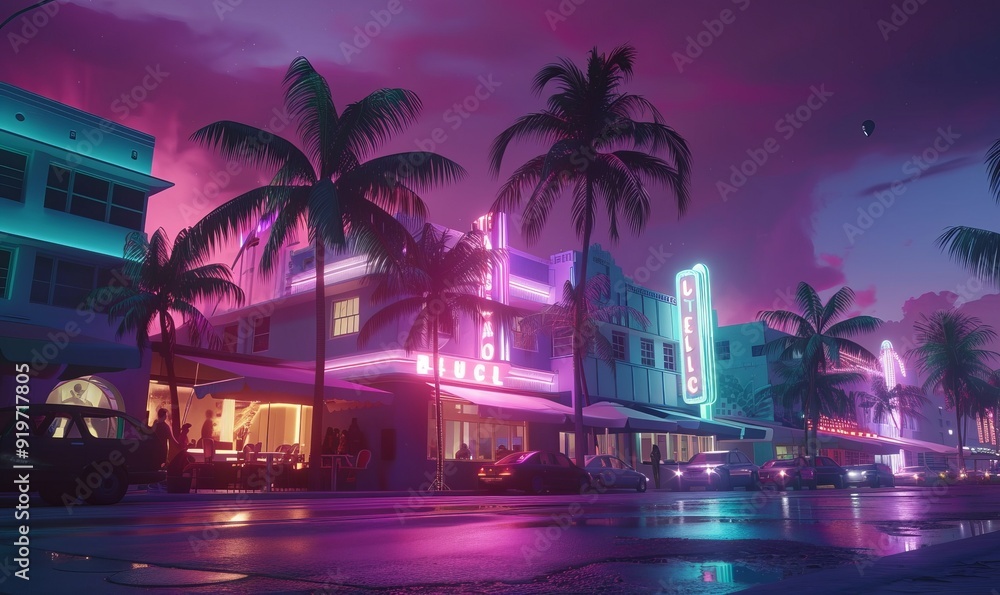 Obraz premium South Miami Beach with a lively nightlife and music scene