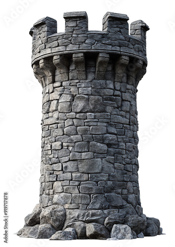 Obraz na płótnie Tower of the castle. A crude medieval defensive tower built of dark stone. w salonie
