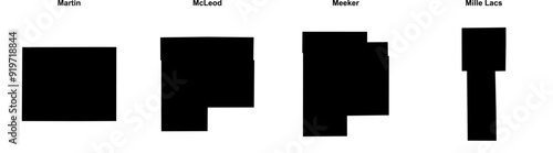 Martin, McLeod, Meeker, Mille Lacs outline maps