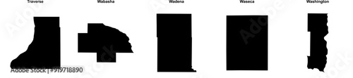 Traverse, Wabasha, Wadena, Waseca, Washington outline maps