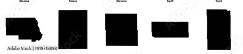 Stearns, Steele, Stevens, Swift, Todd outline maps