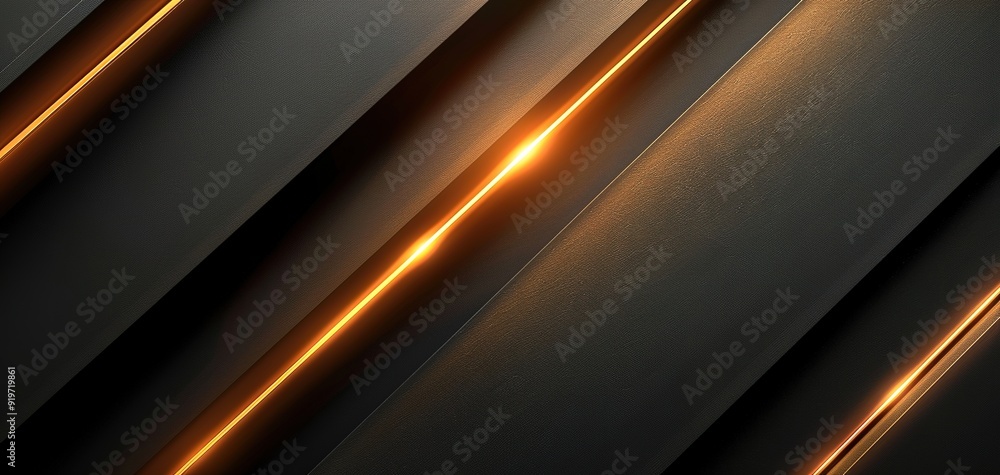 Abstract background with glowing gold lines on black textured surface. Abstract background with glowing gold lines on black textured surface.