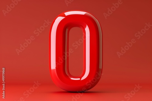 This vibrant 3D rendering of the numeral zero features a glossy red finish, standing out against a matching background and showcasing bold, contemporary design that is undeniably eyecatching