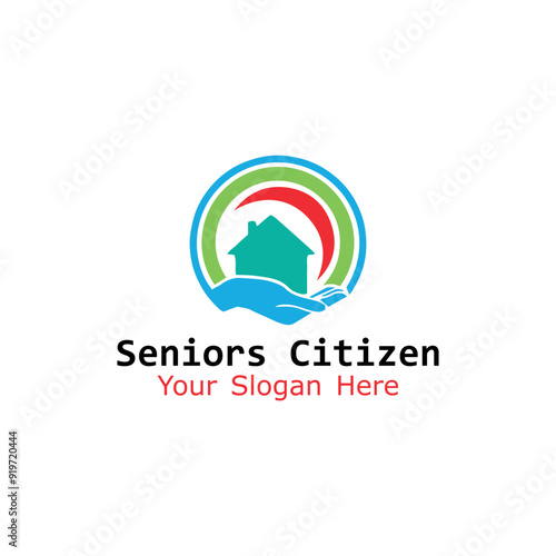 helping senior citizens logo design vector