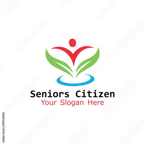 helping senior citizens logo design vector