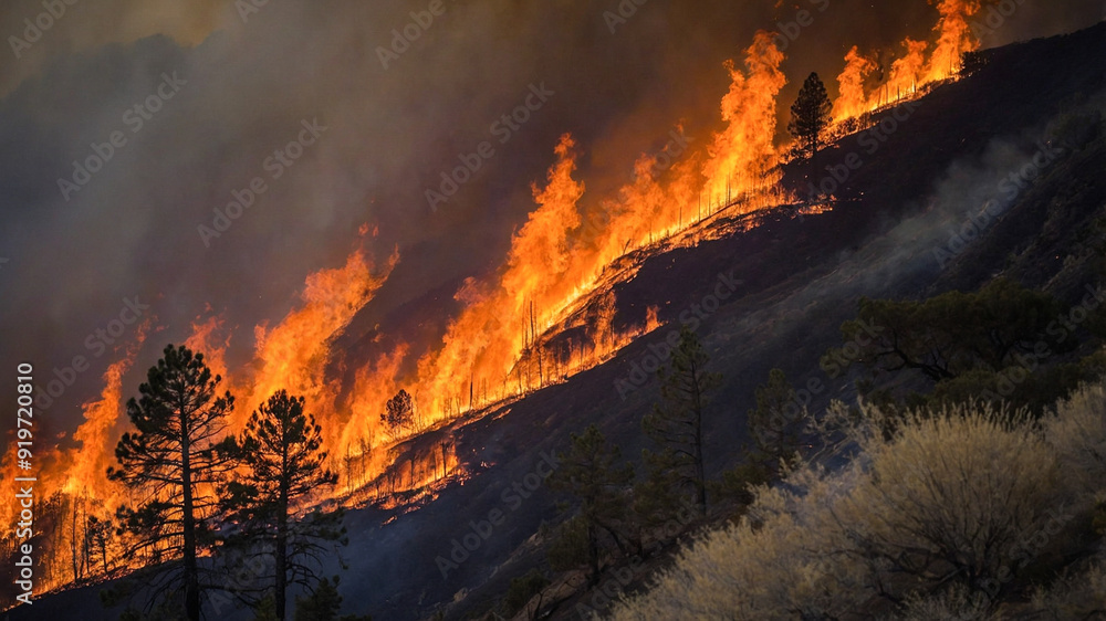 Fototapeta premium Wildfire Forest Fire Burning 