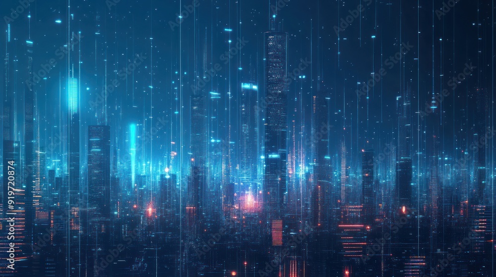 Cyberpunk Cityscape with Glowing Lines Cyberpunk Cityscape with Glowing Lines
