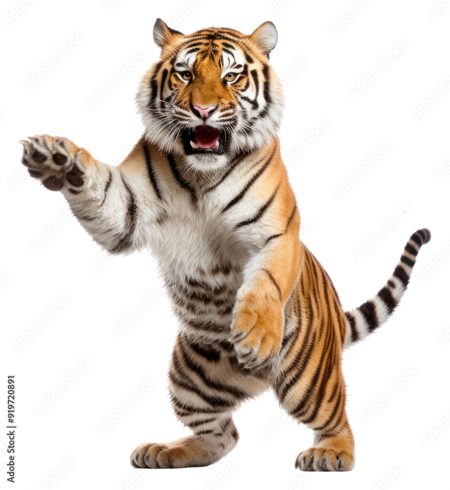 Naklejka premium PNG Happy smiling dancing tiger wildlife animal mammal.