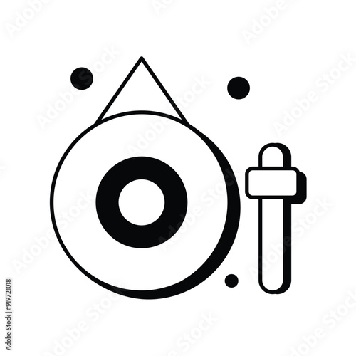 gong glyph icon with white background vector stock illustration