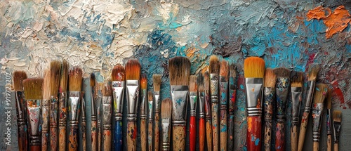 Brushes in an artist's studio