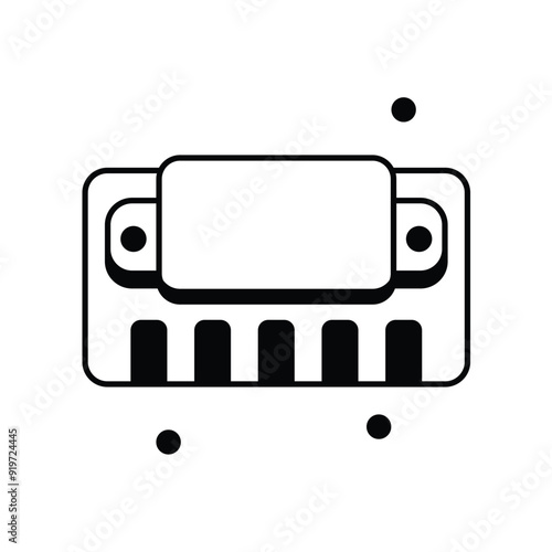 harmonica glyph icon with white background vector stock illustration