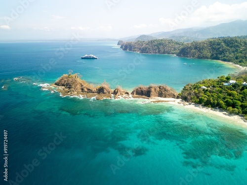 Aerial view of Blanca and Mantas beach in Costa Rica