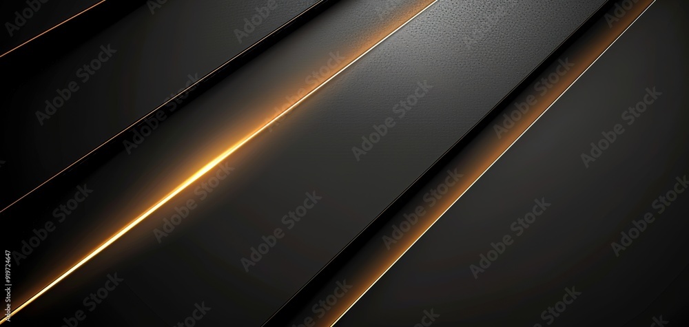 Abstract black and gold background with a glowing line. Abstract black and gold background with a glowing line.