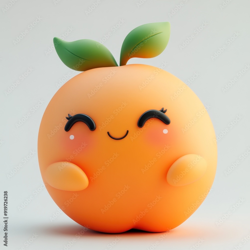 Cute orange fruit character with a smile and blushing cheeks. Cute orange fruit character with a smile and blushing cheeks.