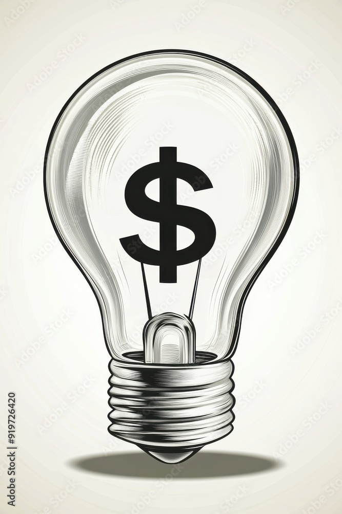 A conceptual image of a light bulb with a dollar sign, symbolizing ideas, innovation, and financial success.