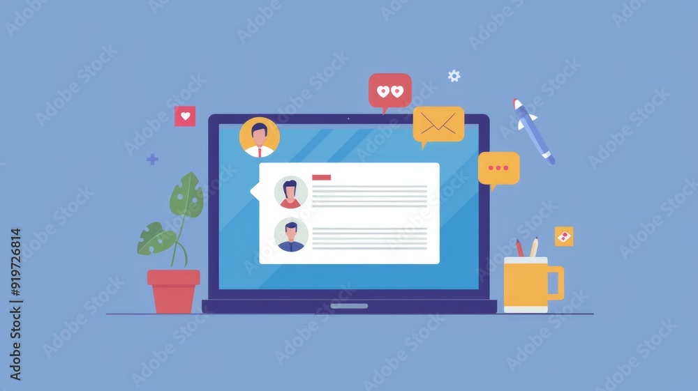A laptop displaying a notification for a virtual meeting invite, representing the integration of digital mail A laptop displaying a notification for a virtual meeting invite, representing the integration of digital mail