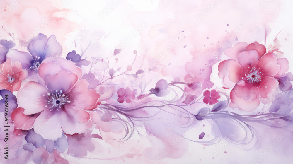 Soft, pastel floral background. The flowers and leaves are artistically stylized, resembling a watercolor effect. Dreamy aesthetic. Soft, pastel floral background. The flowers and leaves are artistically stylized, resembling a watercolor effect. Dreamy aesthetic.